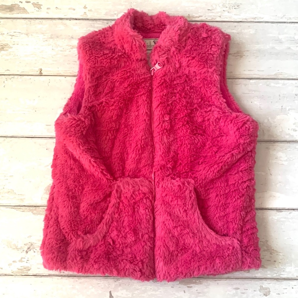Widgeon Girls Size 6 Fleece Winter Vest Hot a pink Color Zip Up Front Kids Brand